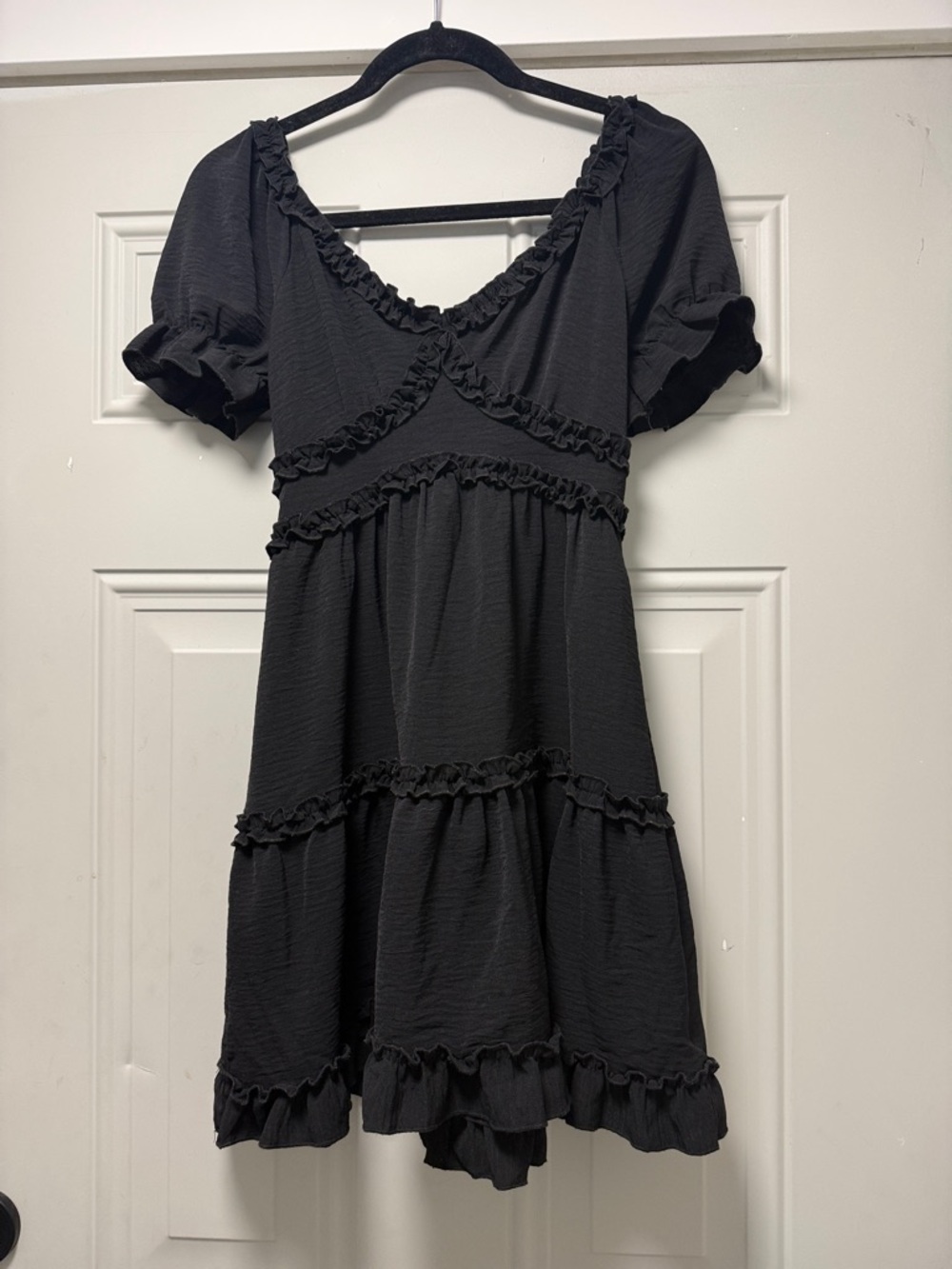 Black Ruffle Mini Dress - Women